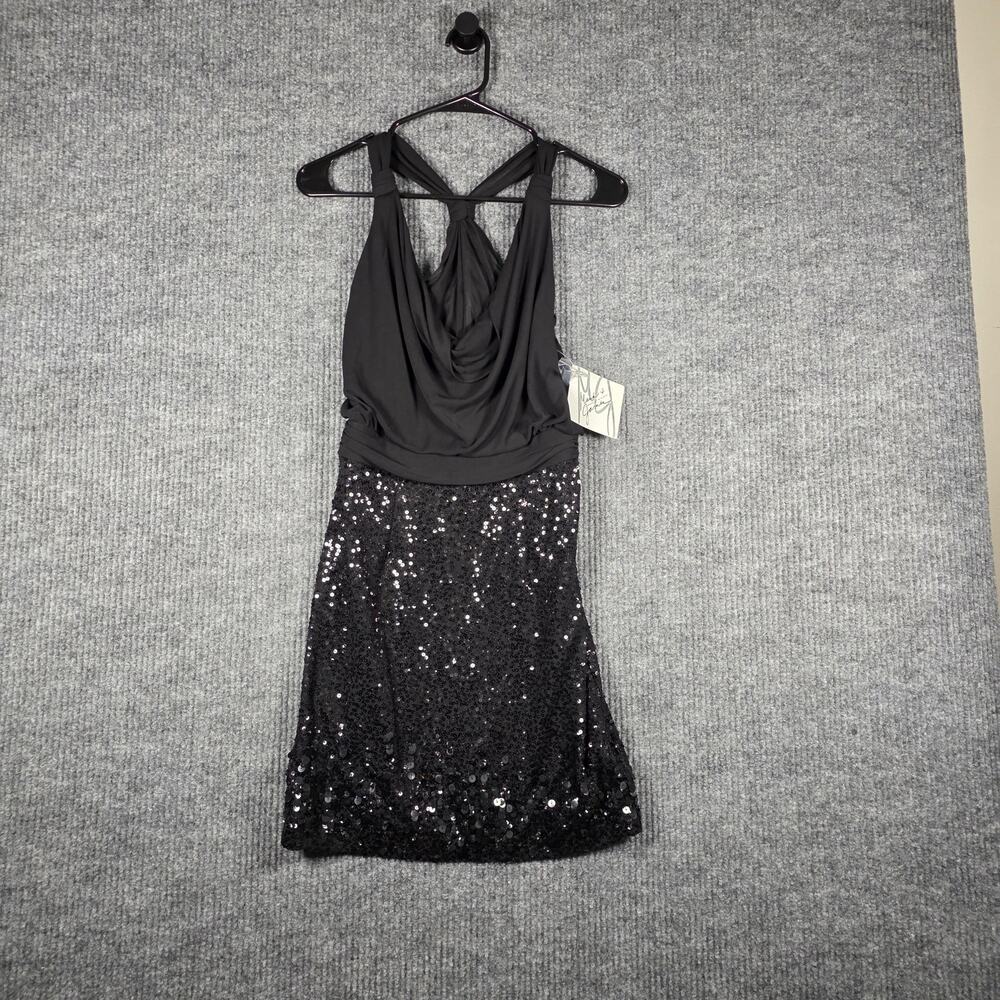 Mackie Badgley Mischka Black Sequin Cocktail Dress Size 2 NWT